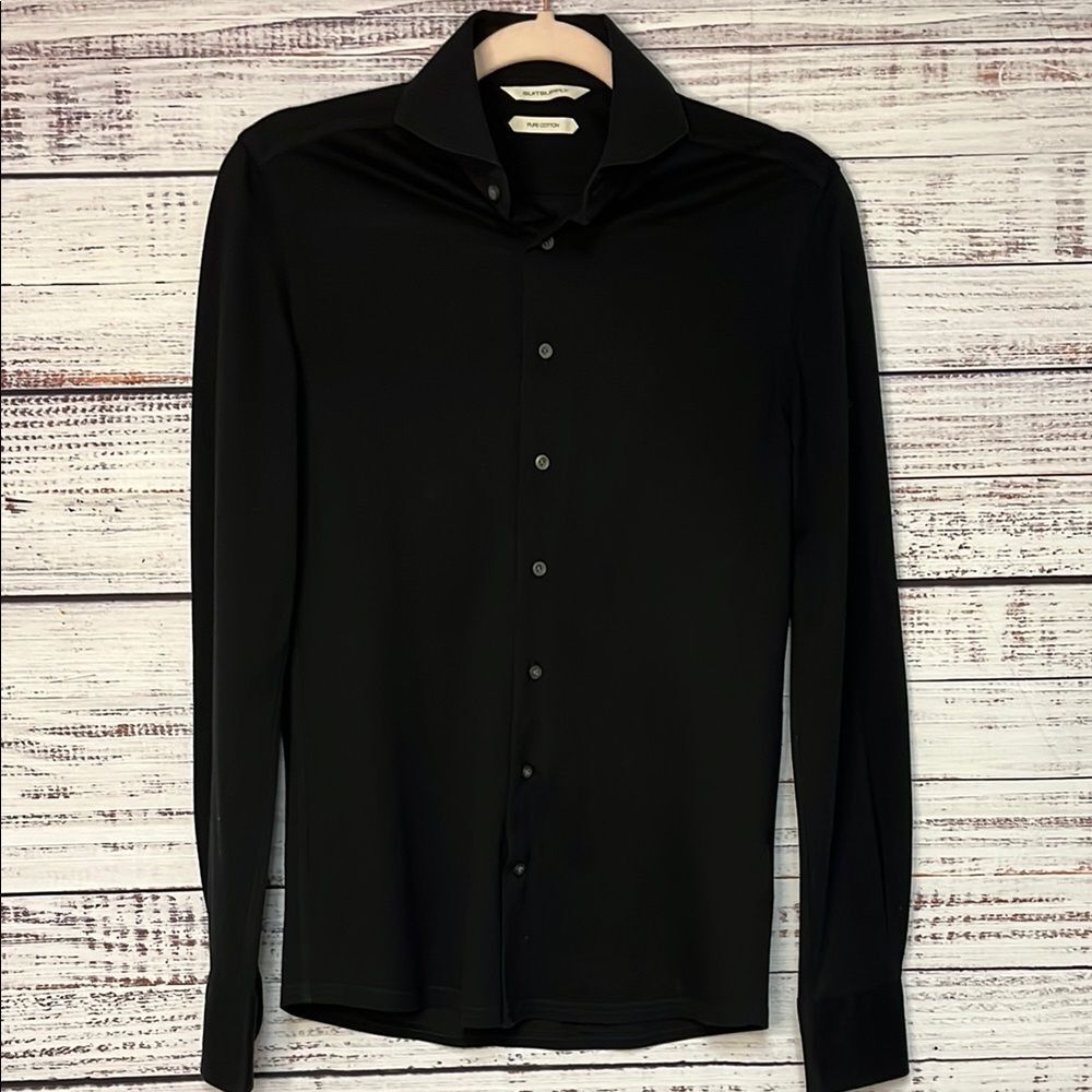 Suitsupply Pure Cotton Mens 13.5/14 35/36 Extra Slim Fit Button LS Black Shirt